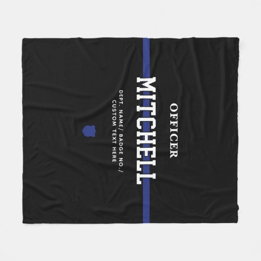 Personalisierter Polizeibeamter Thin Blue Line Fleecedecke (Vorderseite (Horizontal))