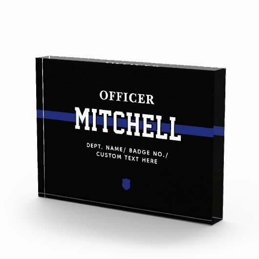 Personalisierter Polizeibeamter Thin Blue Line Fotoblock (Rechts)