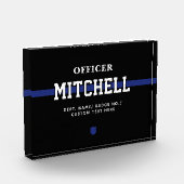 Personalisierter Polizeibeamter Thin Blue Line Fotoblock (Links)