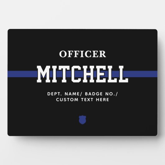 Personalisierter Polizeibeamter Thin Blue Line Fotoplatte (Vorderseite)