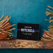 Personalisierter Polizeibeamter Thin Blue Line Fotoplatte (Seite)