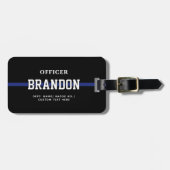 Personalisierter Polizeibeamter Thin Blue Line Gepäckanhänger (Vorderseite horizontal)