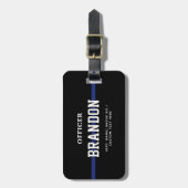 Personalisierter Polizeibeamter Thin Blue Line Gepäckanhänger (Vorderseite vertikal)