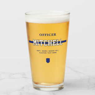 Personalisierter Polizeibeamter Thin Blue Line Glas