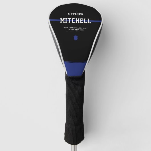 Personalisierter Polizeibeamter Thin Blue Line Golf Headcover (Vorderseite)