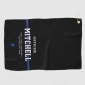 Personalisierter Polizeibeamter Thin Blue Line Golfhandtuch (Horizontal)