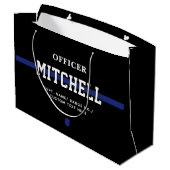 Personalisierter Polizeibeamter Thin Blue Line Große Geschenktüte (Rückseite Schrägansicht)