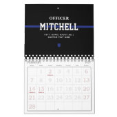 Personalisierter Polizeibeamter Thin Blue Line Kalender (Feb 2027)
