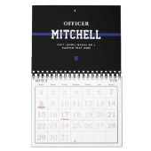 Personalisierter Polizeibeamter Thin Blue Line Kalender (Mär 2026)