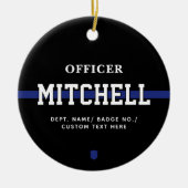 Personalisierter Polizeibeamter Thin Blue Line Keramik Ornament (Vorne)