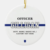 Personalisierter Polizeibeamter Thin Blue Line Keramik Ornament (Vorne)