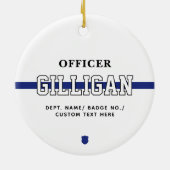 Personalisierter Polizeibeamter Thin Blue Line Keramik Ornament (Hinten)