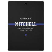 Personalisierter Polizeibeamter Thin Blue Line Klemmbrett (Rückseite)