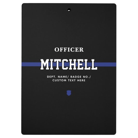 Personalisierter Polizeibeamter Thin Blue Line Klemmbrett (Rückseite)