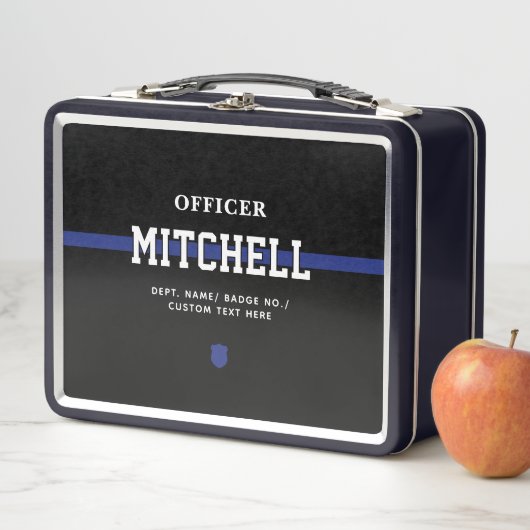 Personalisierter Polizeibeamter Thin Blue Line Metall Brotdose (Beispiel)