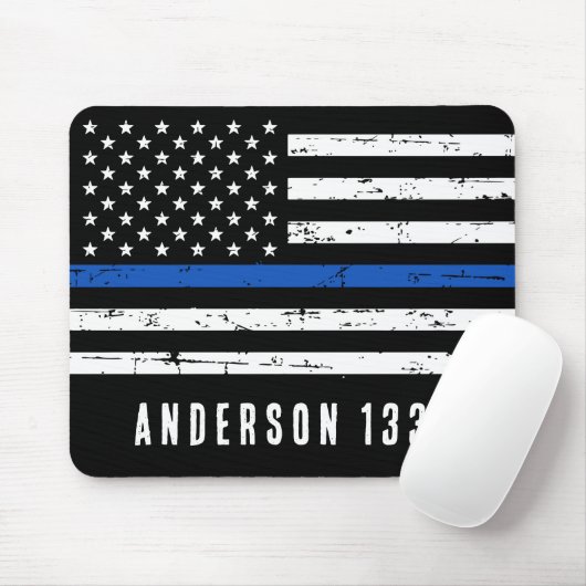Personalisierter Polizeibeamter Thin Blue Line Mousepad (Mit Mouse)
