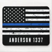 Personalisierter Polizeibeamter Thin Blue Line Mousepad (Vorne)