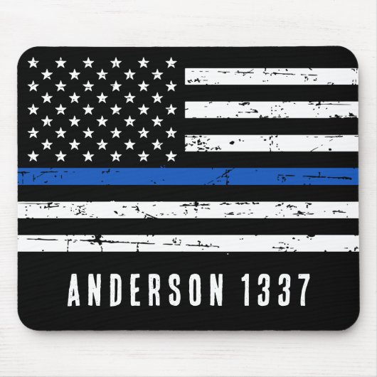Personalisierter Polizeibeamter Thin Blue Line Mousepad (Vorne)