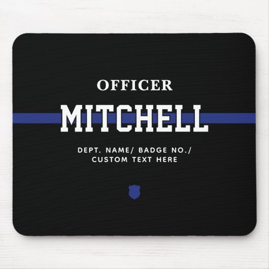 Personalisierter Polizeibeamter Thin Blue Line Mousepad (Vorne)