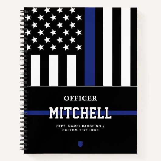 Personalisierter Polizeibeamter Thin Blue Line Notizblock (Vorderseite)