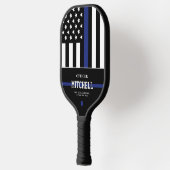 Personalisierter Polizeibeamter Thin Blue Line Pickleball Schläger (Links)