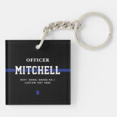 Personalisierter Polizeibeamter Thin Blue Line Schlüsselanhänger (Rückseite)