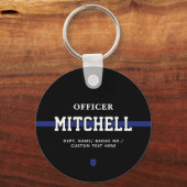 Personalisierter Polizeibeamter Thin Blue Line Schlüsselanhänger (Rückseite)