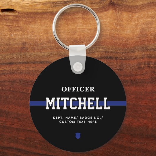 Personalisierter Polizeibeamter Thin Blue Line Schlüsselanhänger (Rückseite)