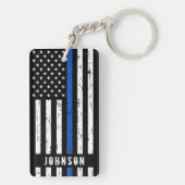 Personalisierter Polizeibeamter Thin Blue Line Schlüsselanhänger (Rückseite)