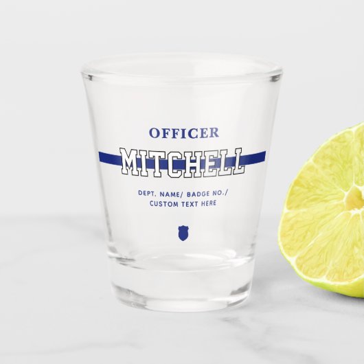Personalisierter Polizeibeamter Thin Blue Line Schnapsglas (Vorderseite)