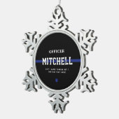 Personalisierter Polizeibeamter Thin Blue Line Schneeflocken Zinn-Ornament (Rechts)
