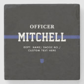 Personalisierter Polizeibeamter Thin Blue Line Steinuntersetzer (Vorderseite)