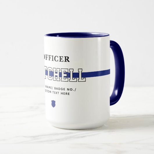 Personalisierter Polizeibeamter Thin Blue Line Tasse (VorderseiteRechts)