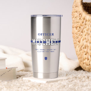 Personalisierter Polizeibeamter Thin Blue Line Thermobecher