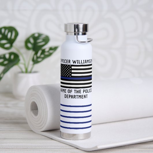 Personalisierter Polizeibeamter Thin Blue Line Trinkflasche (Yoga)