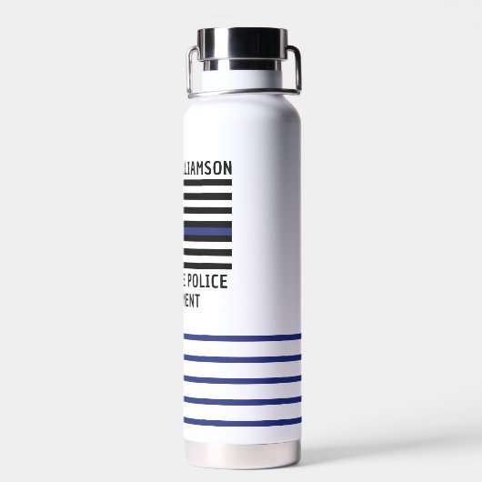 Personalisierter Polizeibeamter Thin Blue Line Trinkflasche (Rückseite)