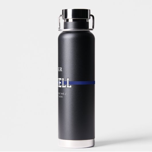 Personalisierter Polizeibeamter Thin Blue Line Trinkflasche (Rückseite)