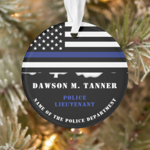 Personalisierter Polizeibeamter Thin Blue Line US- Ornament