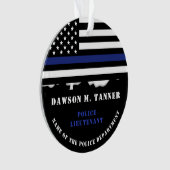 Personalisierter Polizeibeamter Thin Blue Line US- Ornament (Vorderseite)