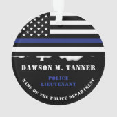 Personalisierter Polizeibeamter Thin Blue Line US- Ornament (Rückseite)