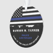 Personalisierter Polizeibeamter Thin Blue Line US- Ornament (Vorderseite)