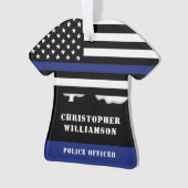 Personalisierter Polizeibeamter Thin Blue Line US- Ornament (Vorderseite)
