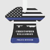 Personalisierter Polizeibeamter Thin Blue Line US- Ornament (Rückseite)