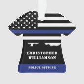 Personalisierter Polizeibeamter Thin Blue Line US- Ornament (Vorderseite)
