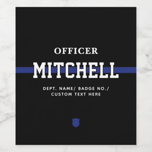 Personalisierter Polizeibeamter Thin Blue Line Weinetikett (Einzelnes Label)