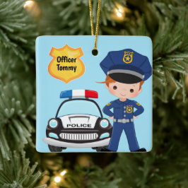 Personalisierter Polizeibeamter und Patrouillenkin Keramikornament