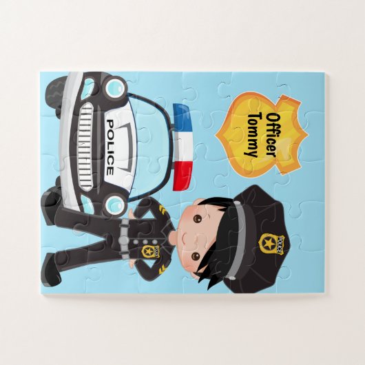 Personalisierter Polizeibeamter und Patrouillenkin Puzzle (Horizontal)