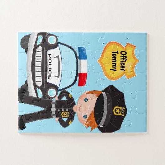 Personalisierter Polizeibeamter und Patrouillenwag Puzzle (Horizontal)