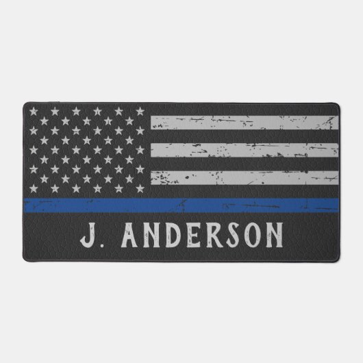 Personalisierter Polizeibeamter, Vintag Thin Blue  Schreibtischunterlage (Vorderseite)
