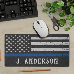 Personalisierter Polizeibeamter Vintage Thin Blue Schreibtischunterlage